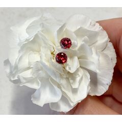 Sterling silver red garnet earrings in a flower
