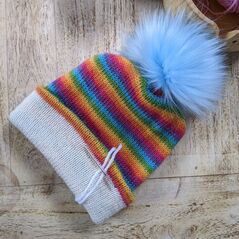 Vivid Rainbow Knitted Wool Kids Beanie hat