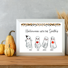 Ghost family print, Personalised halloween print, Halloween print, Halloween decor
