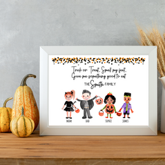 Halloween family print, Personalised halloween print, Trick or treat