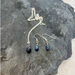 sapphire necklace and earrings jewellery set