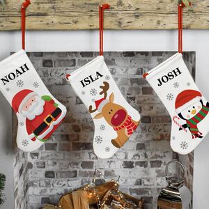 Christmas Stocking Personalised, with cute Santa / Rudolph